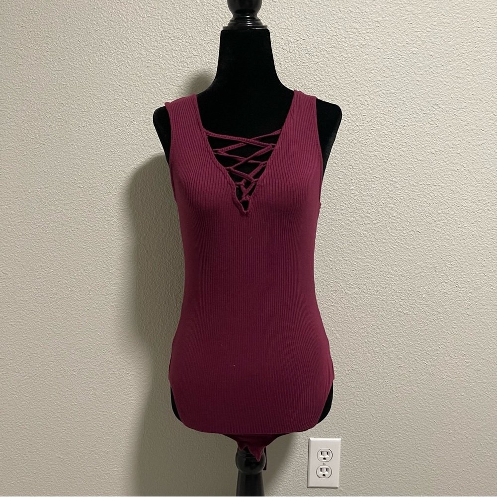 Unbranded | Maroon Ribbed Bodysuit